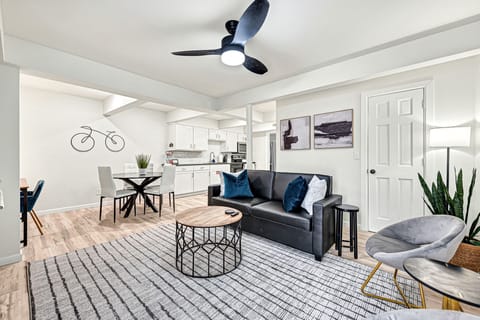 Modern design open living, dining and kitchen