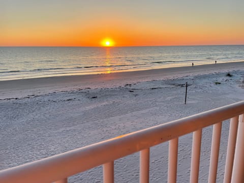 Direct beachfront view from your private balcony at "Sunsets on the Shores"