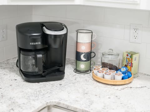 Start your day with complimentary coffee from the fully stocked coffee station