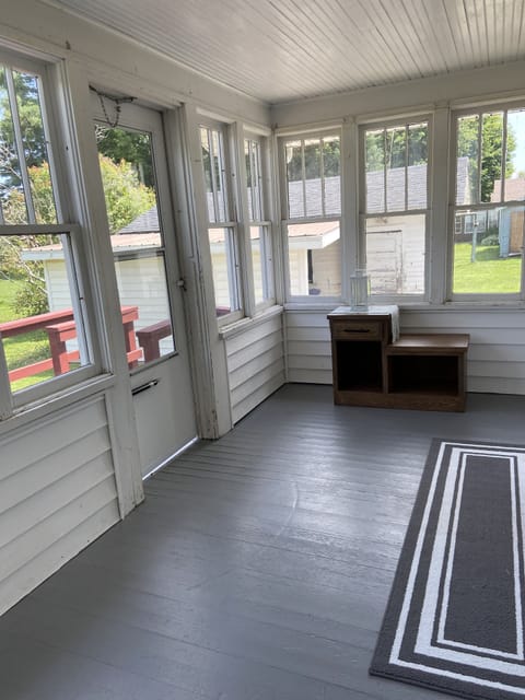The back porch is a peaceful, quiet spot for sipping your coffee.