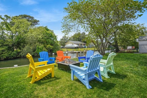 Firepit with adirondack chairs