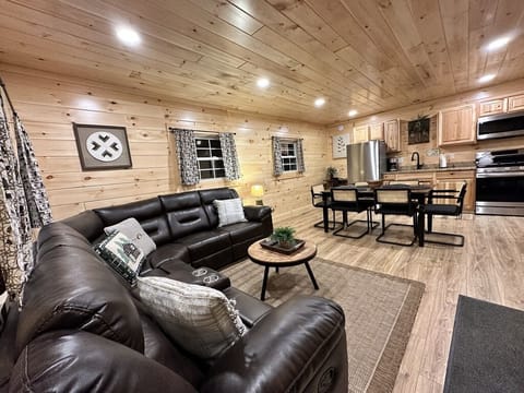 Large leather section with reclining seats