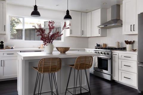 Newly renovated Chef`s Kitchen complete with a well stoked pantry. Perfect for a cozy night in or whipping up a quick breakfast before spending the day exploring.