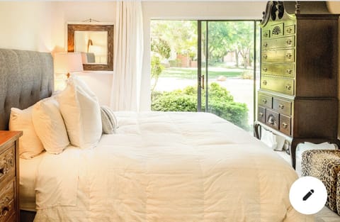 King Bed with Luxury Linens, and very comfortable mattress.  Euro Down Pillows