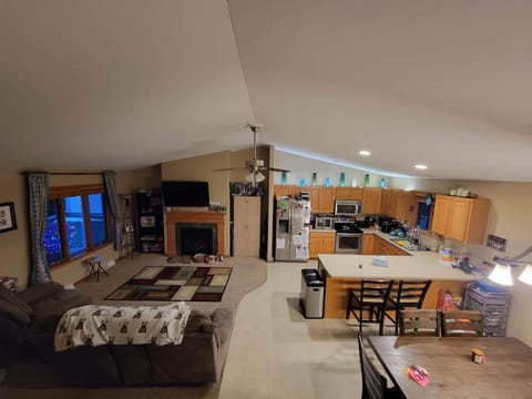View of the Dining room, Kitchen and 1st floor living room  looking down