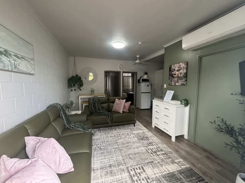 The open plan living area, freshly restyled with new leather lounges and plenty of room to spread out.