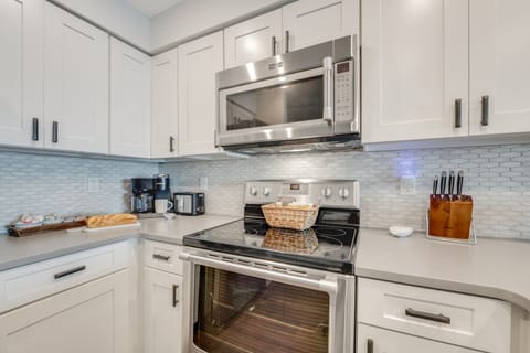 Dual Keurig coffee maker with pods,  basic spices, paper goods and condiments