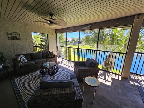 Screened lanai overlooking lagoon