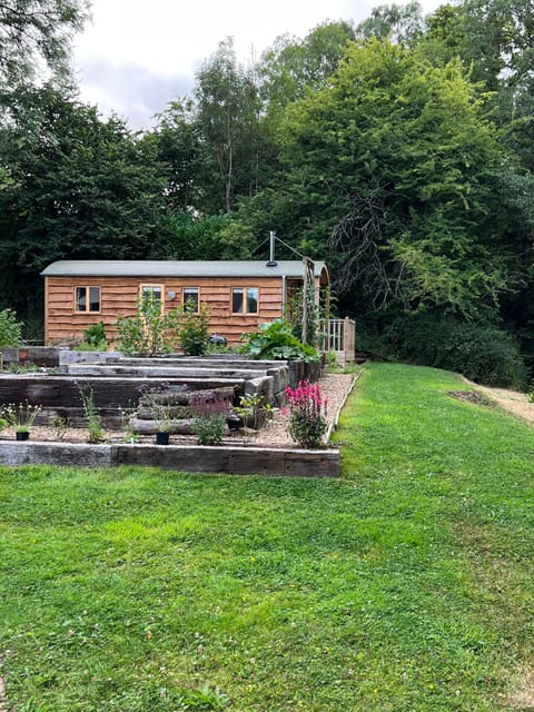 Shepherds Hut - double bed / full kitchen / lounge so peaceful next to the river