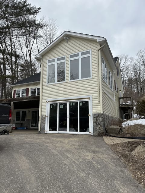 another view of new sliders into lower level game room.  