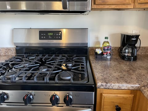 Kitchen comes with olive oil, sugar, salt and pepper. 