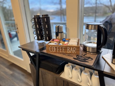 Fully stocked coffee bar with everything you need to get your day started