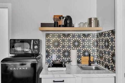 Cook your own meals in our kitchenette with cooking basics and appliances: microwave, stove, refrigerator