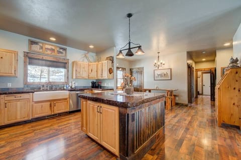The kitchen is in the center of the home, allowing the cooks to stay involved!