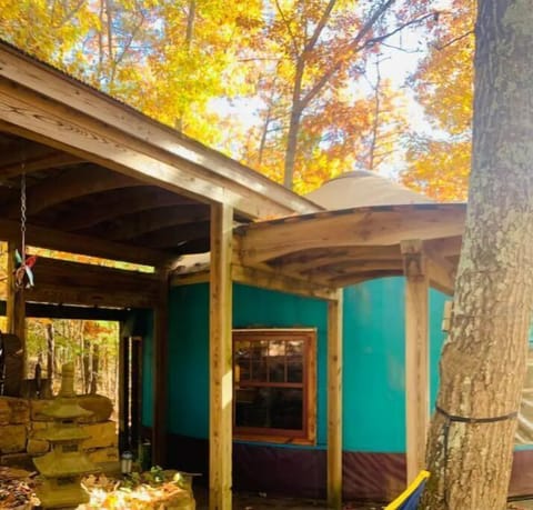 3-story yurt nestled in the privacy of the Blue Ridge Mountains