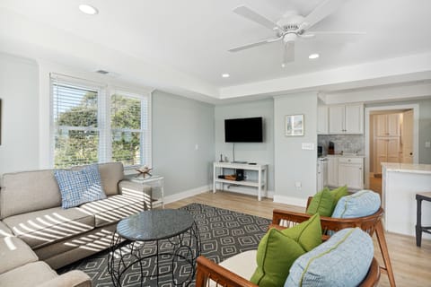 Cozy living room with a smart tv.