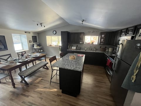 Open kitchen and dining area