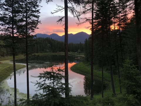 Early morning sunrise on the Swan Mountain Range... view from the patio.
