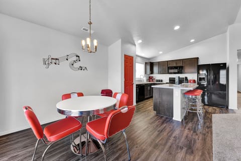 Red Room Dining Area and Kitchen