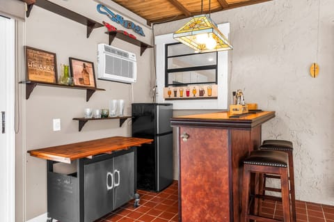 Play the ring toss game, have some drinks and play some pool with friends. There is also a TV in the room