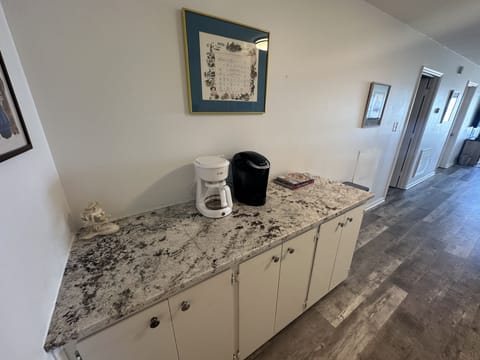 Separate coffee station in the newly renovated kitchen. Keurig and standard drip