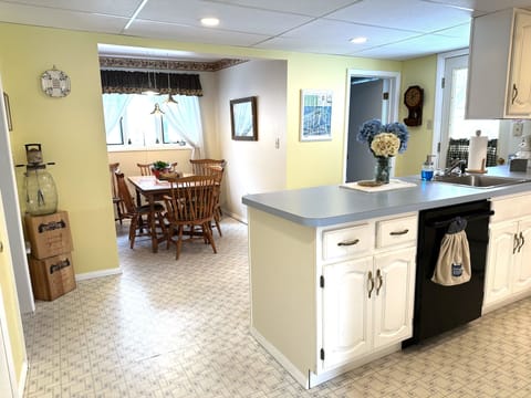 Our fully stocked country kitchen with little kitchen nook