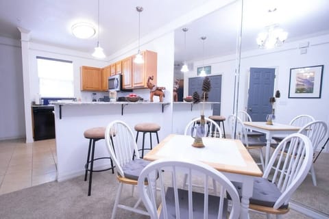 Spacious open-concept layout with dining area perfect for group meals and easy entertaining.