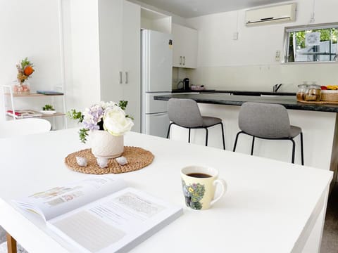 Dining area, bar and kitchen