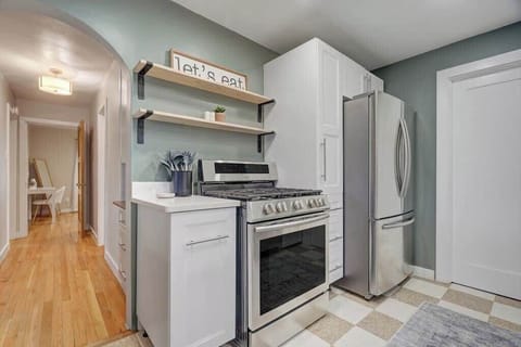 Eating out too much? Cook up a meal in your own kitchen, complete with a refrigerator and full-sized gas range