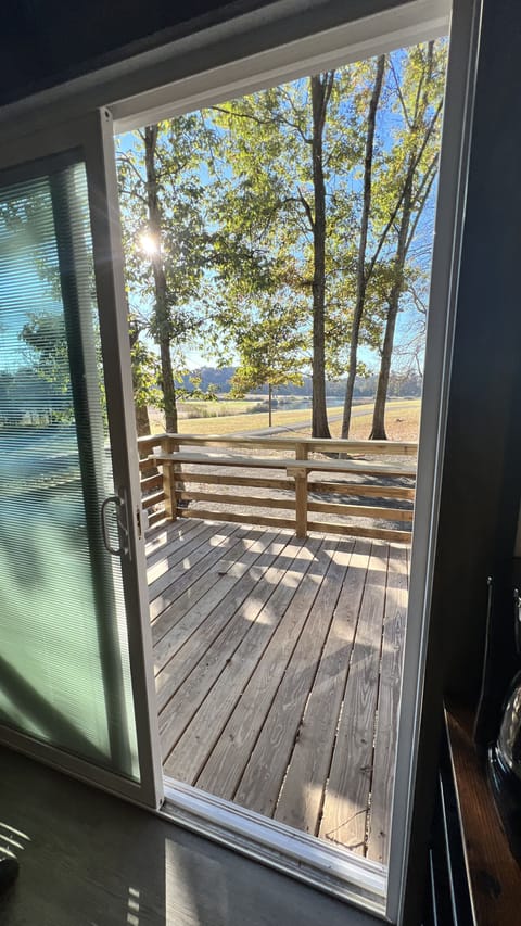 Deck with sliding glass door