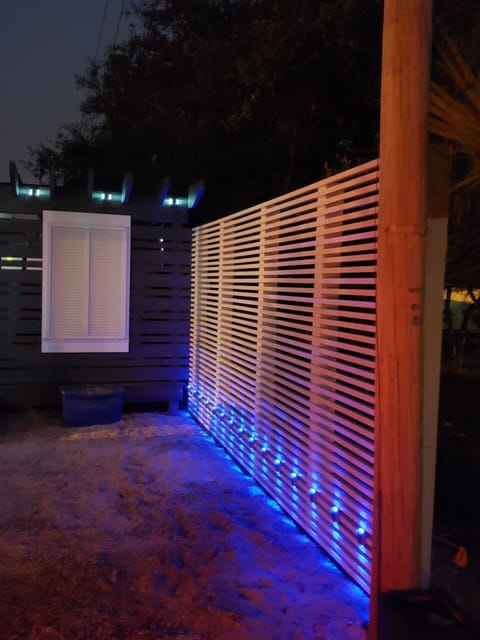 Custom built fencing with Led Lights that are lit up every night