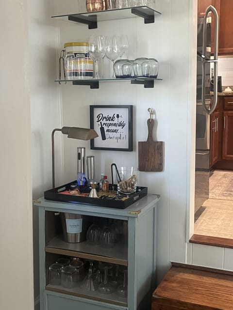 This is a well-stocked bar... in terms of glass and bar wares. U supply alcohol.