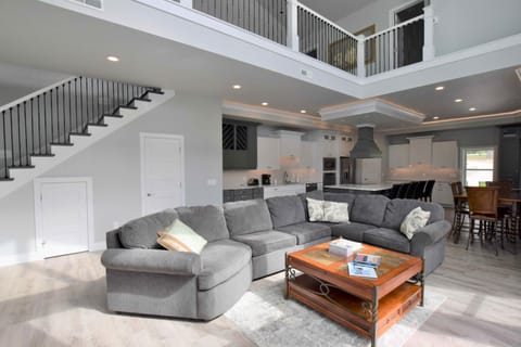 High end furnishings and comfortable sectional in livingroom
