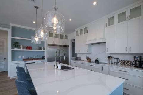 State of the art kitchen has oversized island