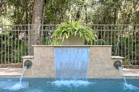 Private pool with waterfall