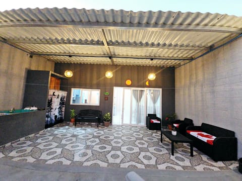 Outdoor seating area, front patio.