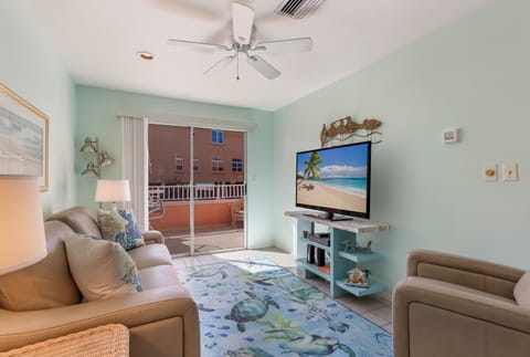 Living area overlooking the balcony