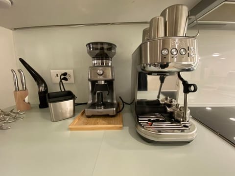 Kitchen: espresso machine and grinder