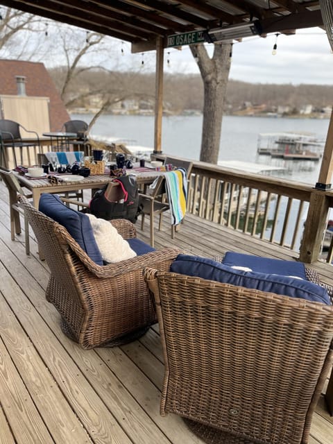 Top tier deck lakeview. Dining and lounge chair seating for 8.