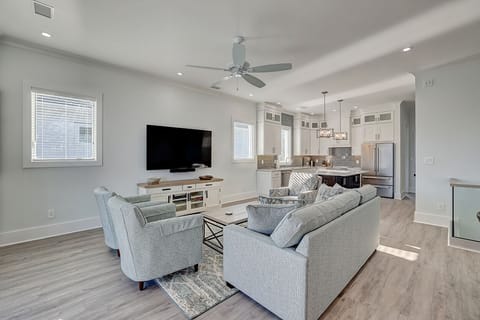 Comfortable furnishings and large smart TV