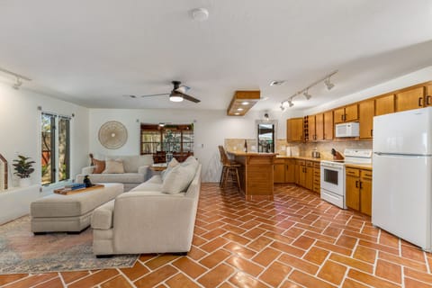 Family room opens up to sunroom