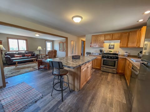 Sawtooth Chalet offers a spacious open living area