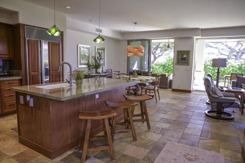 Open plan from the Kitchen through the Dining area to the Lanai.