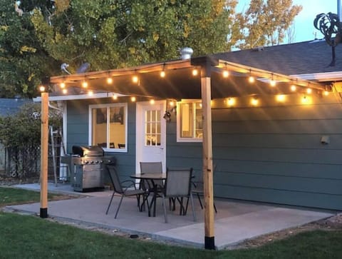 Great outdoor patio for enjoying the backyard and grilling.