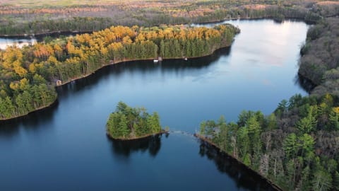 Welcome to Pristine Lake Katherine. J&J's Place to right of island in cove.