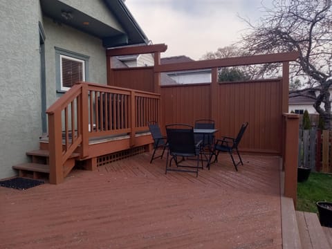 Big spacious back deck with BBQ
