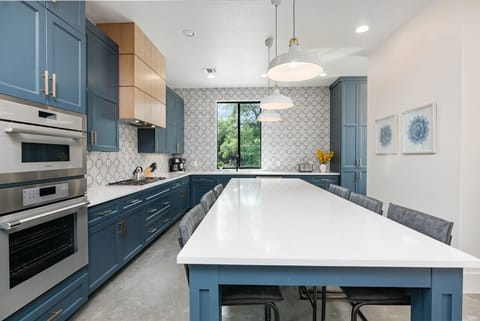 Spacious kitchen with bar seating