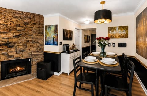 Enjoy a meal by the fire during the seasonal months