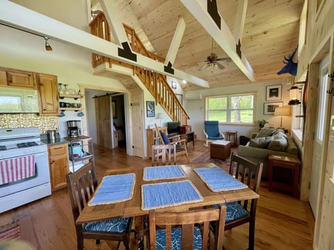 Open floor plan with living room and kitchen.