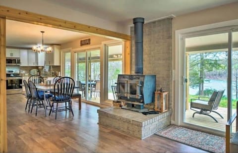 Open concept showing wood stove.  Views from every room
